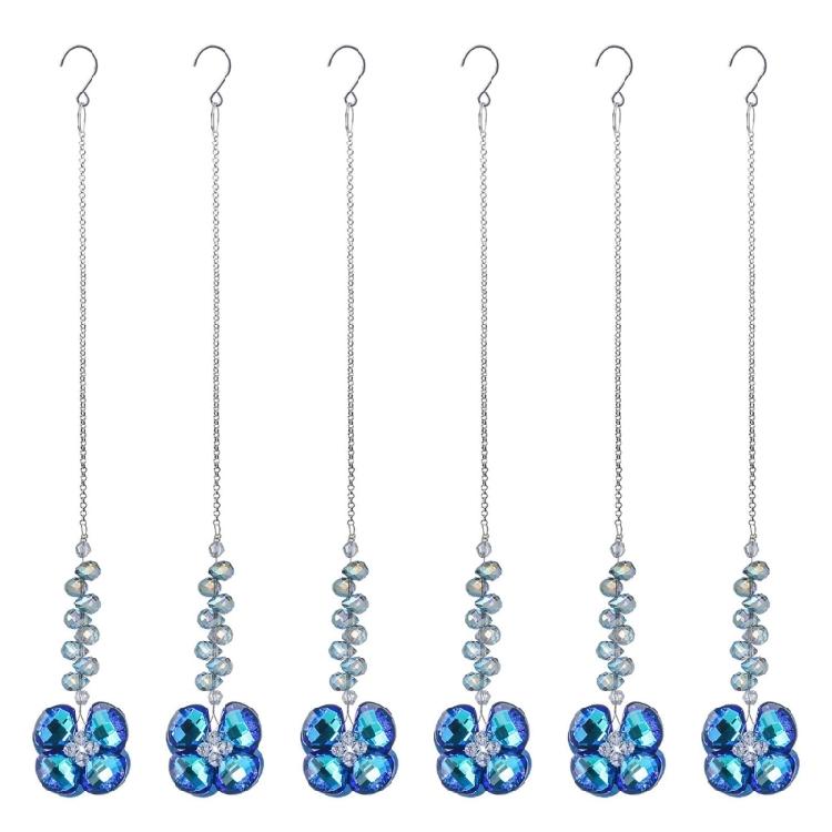 6 Piece Artistic Mineral 4 Leaf Shamrock Hangings White Mineral Wind Chime Upgrades for Attractive Spectrum Displays