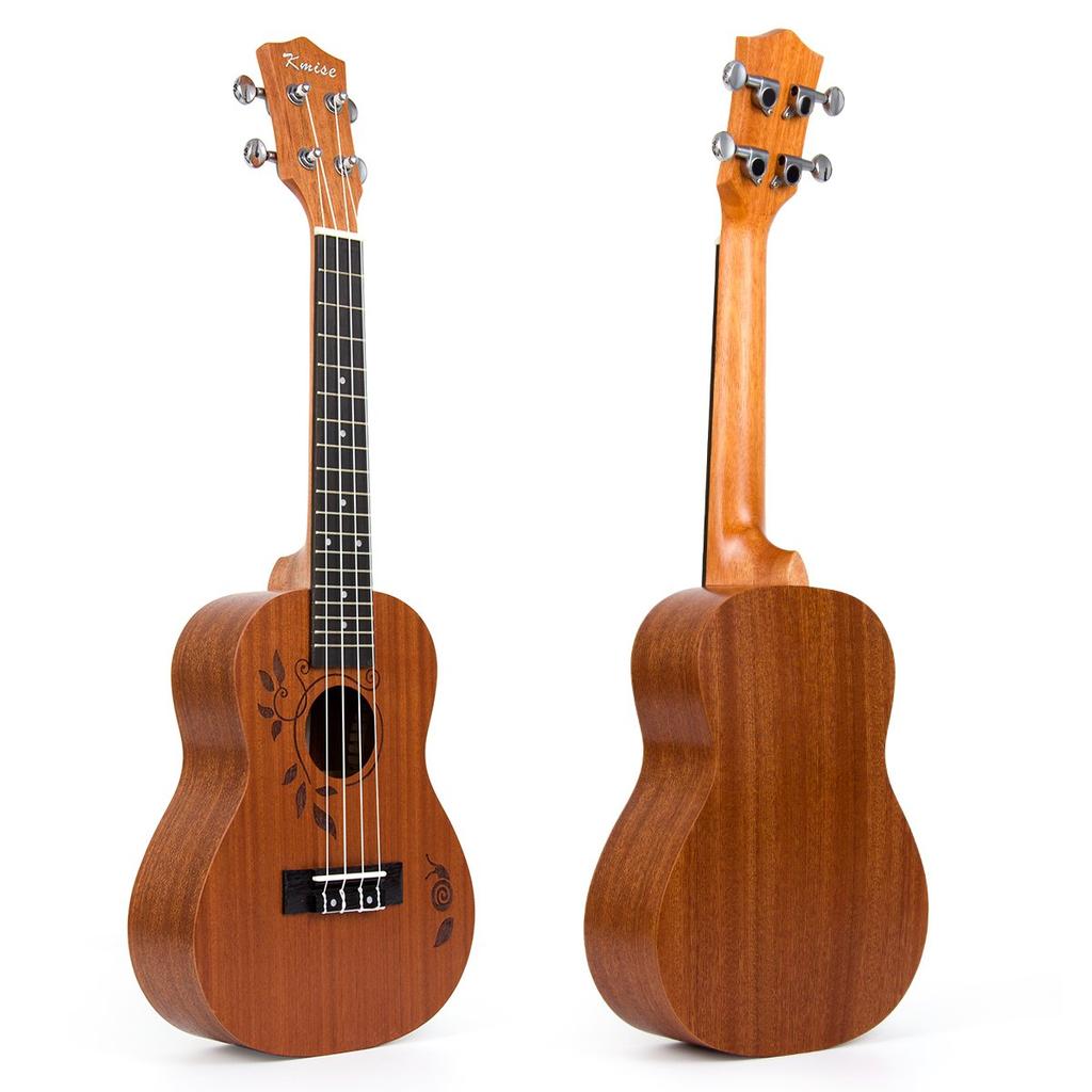 Kmise Concert Ukulele 23 Inch Ukulele Tuner and Case Top Design with Laser Included!