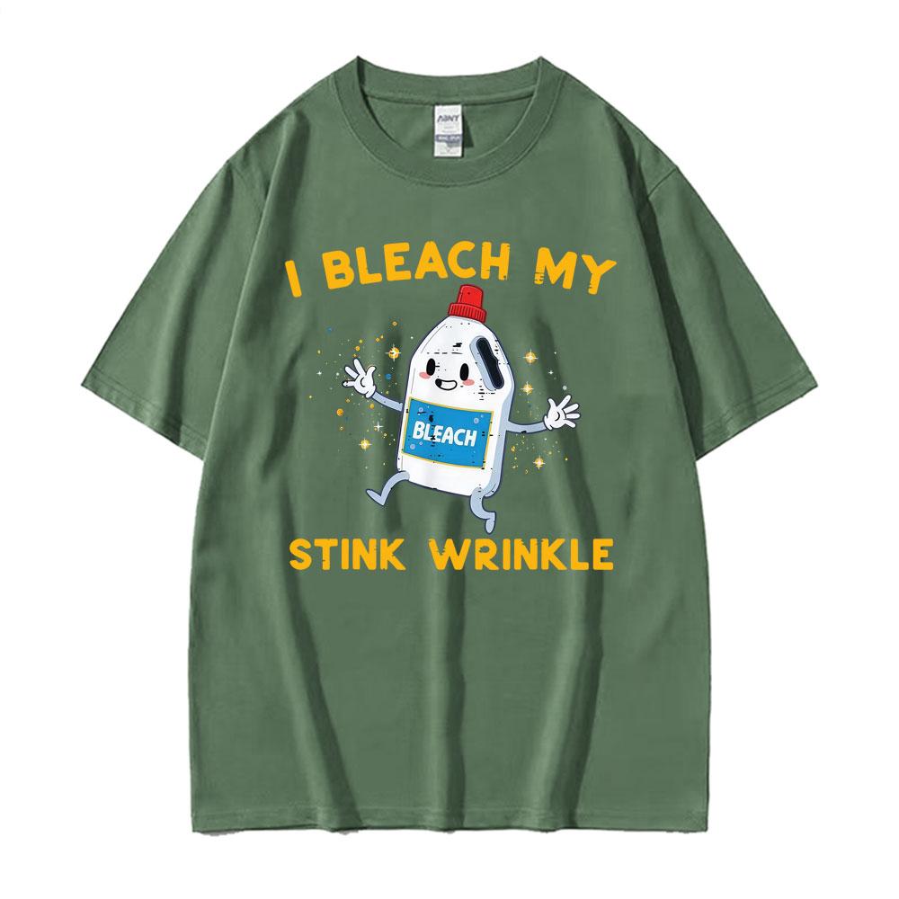 Retro I Bleach My Stink Wrinkle Funny Joke Humor Rude Gift T Shirts Men Women High Street Oversized Tshirt Summer Tops Tshirts