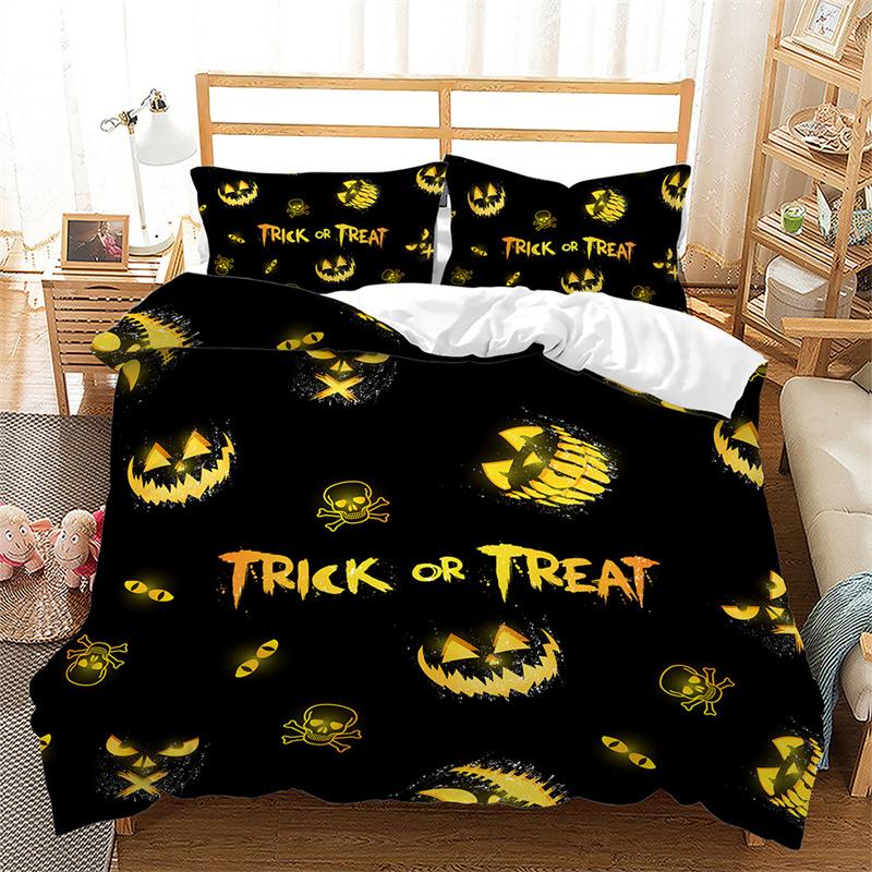 Halloween Duvet Cover Queen Cartoon Pumpkin Gamepad Quilt Cover Microfiber Horror Theme Gothic Spooky Bedding Set For Boys Teen
