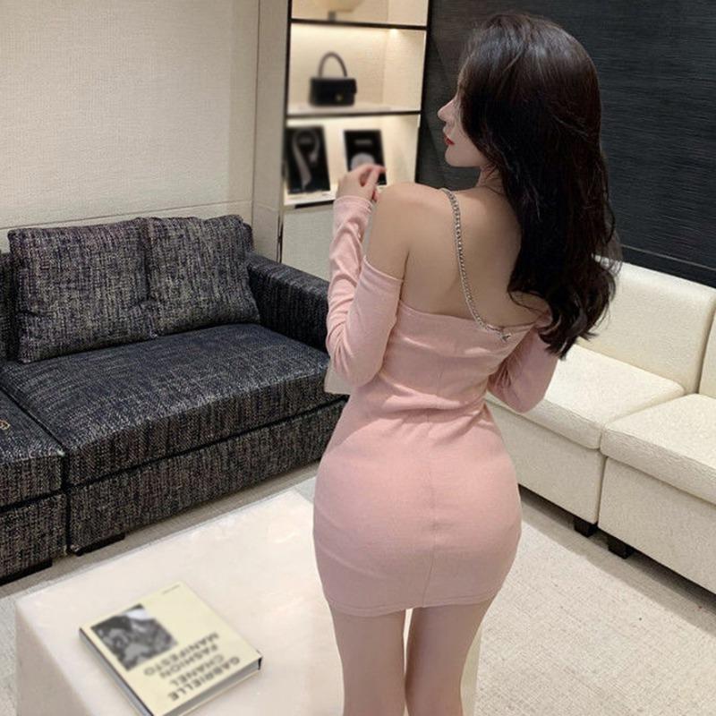 Women Off Shoulder Dress Sexy Bodycon Long Sleeve Night Out Dress