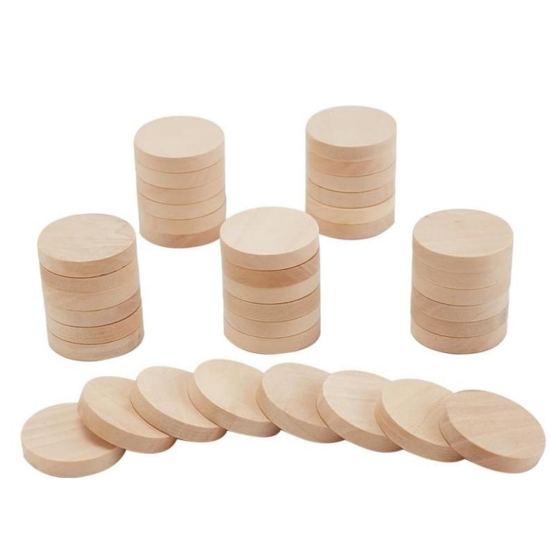 30mm Wood Circles for Crafts Unfinished Wood Rounds Discs for DIY Wooden Discs for Crafts Painting Christmas Halloween Decor