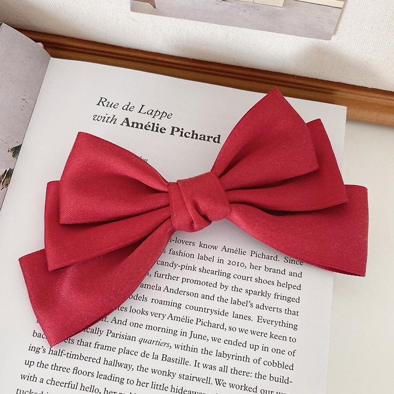 Satin solid color bow hair clip women Korean fashion duckbill clip hair clip hair accessories