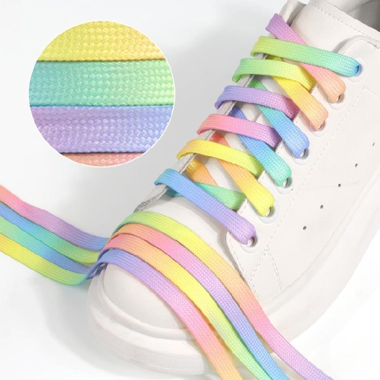 Flat Sneaker Shoelaces 0.9cm Wide Polyester Gradient Colorful Shoes Laces Replacement for Skates Sport Shoes Boot String