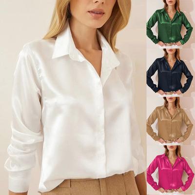 Womens V Neck Tops Ladies Long Sleeve Buttons Long Sleeve Casual T-Shirt Blouse