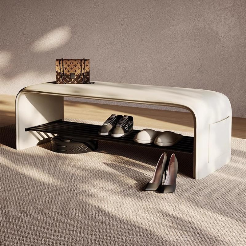 Shoe Changing Stool with Storage Multipurpose Entryway Bench for Bedroom Simple Bedside Seat Compact Shoe Rack for Home