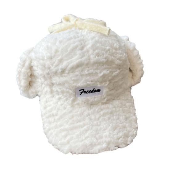 

Зимняя женская шапка-ушанка. Защита ушей. Утолщенная плюшевая солнцезащитная козырек с длинными полями. Сплошной цвет на шнуровке. Ветрозащитная кепка Lei Feng. Зимний велосипедный головной убор. M белый