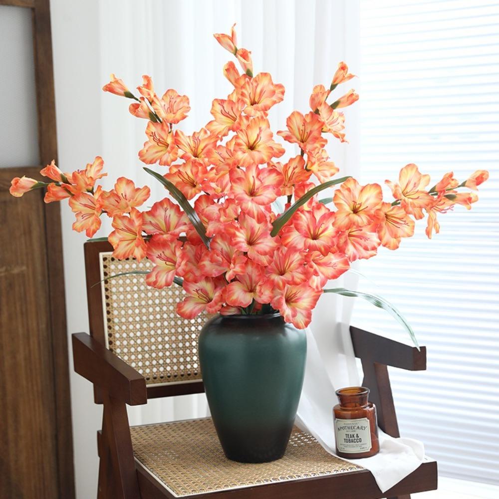 Real Touch Artificial Gladioluses Branch 12 Heads Fake Larkspur Flowers  Garden Decor