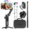 Kit Estabilizador Gimbal para Smartphone AOCHUAN com Foco OLED e Luz RGB para Vídeo Gimbal Profissional para iPhone 15 e Android X Pro Combo 3 Eixos