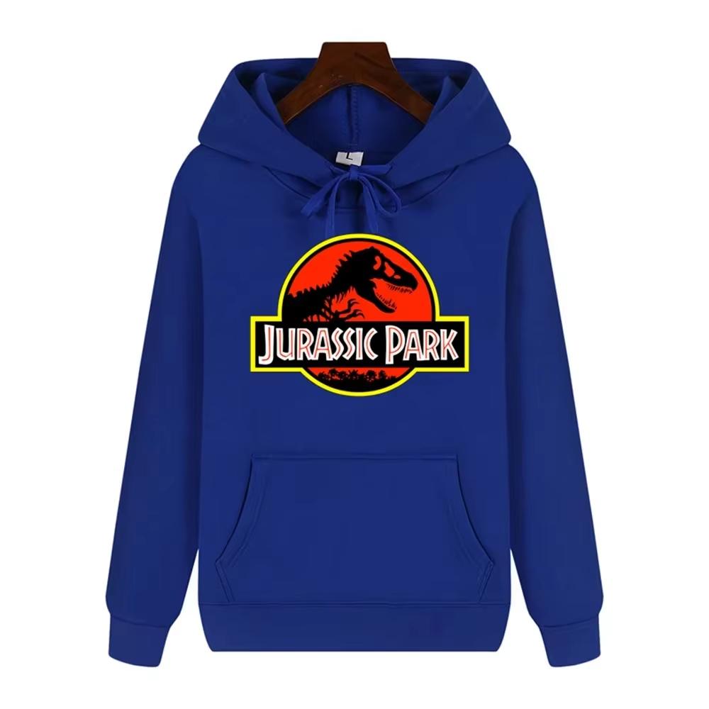 2026 Men High‑end Quality Jurassic Park Pattern Print Hoodie Autumn Winter Thick Warm Outdoor Casual Hooded Pullover Streetwear Unisex Oversized