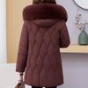Téli kabátok középkorú nő plusz méret felsőruházat kapucnis műszőrme gallér vastag meleg alkalmi téli kabát női parkák