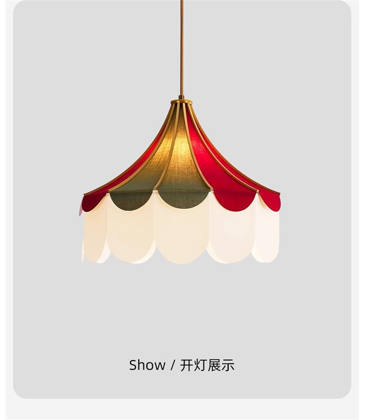 Modern minimalist indoor LED pendant light, bedroom study, children's room decoration light, colorful fabric restaurant light