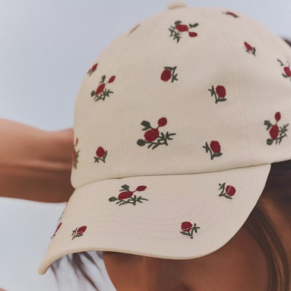 1pc Flower Brim Print Baseball Cap for Women,Sweet Leisure Sports Retro Embroidered Sun Hat,suitable for Daywear,travel,outdoor