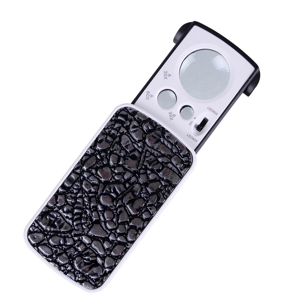 30x60x90X LED Pocket Jewelry Mirror & Antique Jade Magnifier