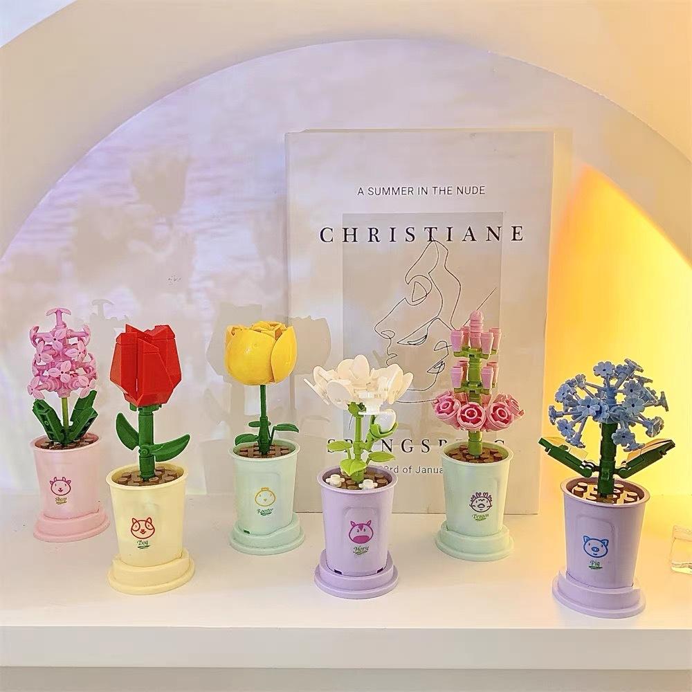 Flowers Mini Building Blocks Set Micro Block for Children Girl 6 8 9 Years 3D Model Bricks Educational Toys Games Child Bouquet