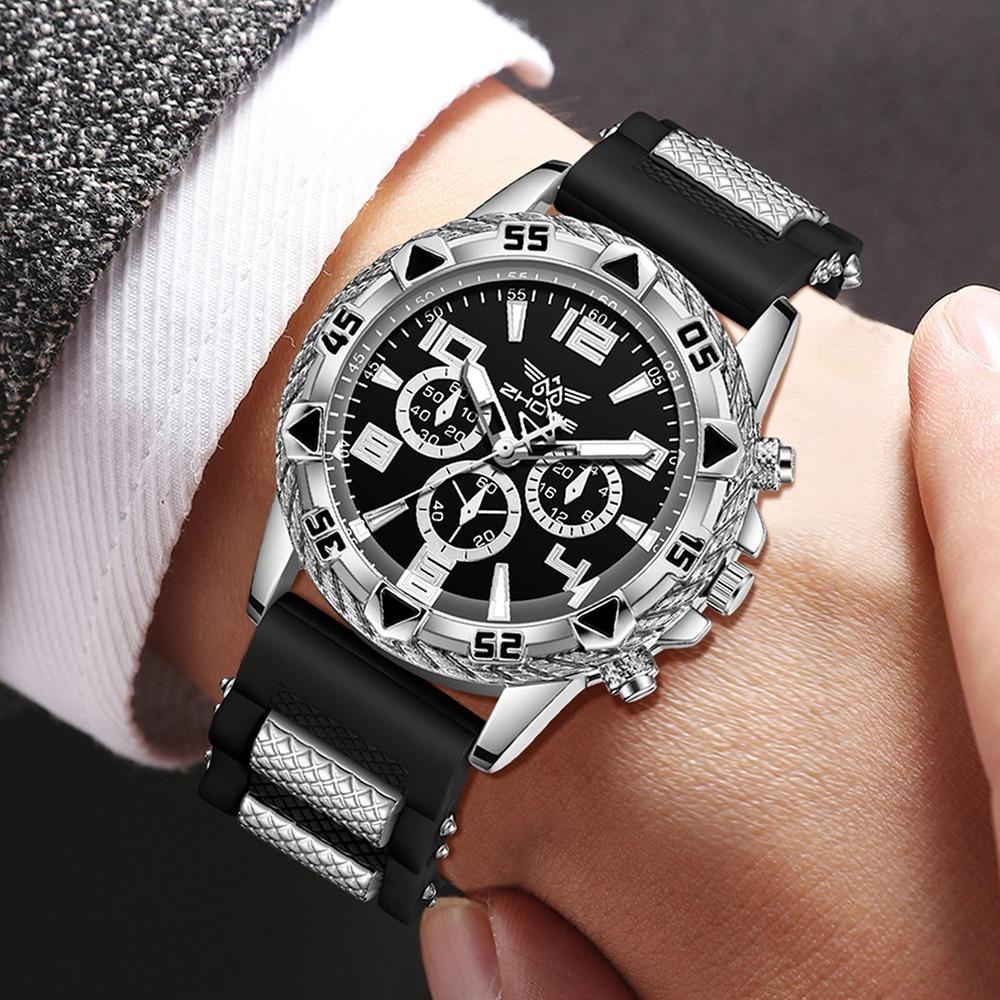 Men's Watch Blu-ray Glass Quartz Watch Classic Watch False Three-eye Digital Alloy Watch
