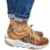 Thick Sole Round Toe Low-top Leopard Print Women's Singles Cross-Large Stitching Lace-up Sneakers
