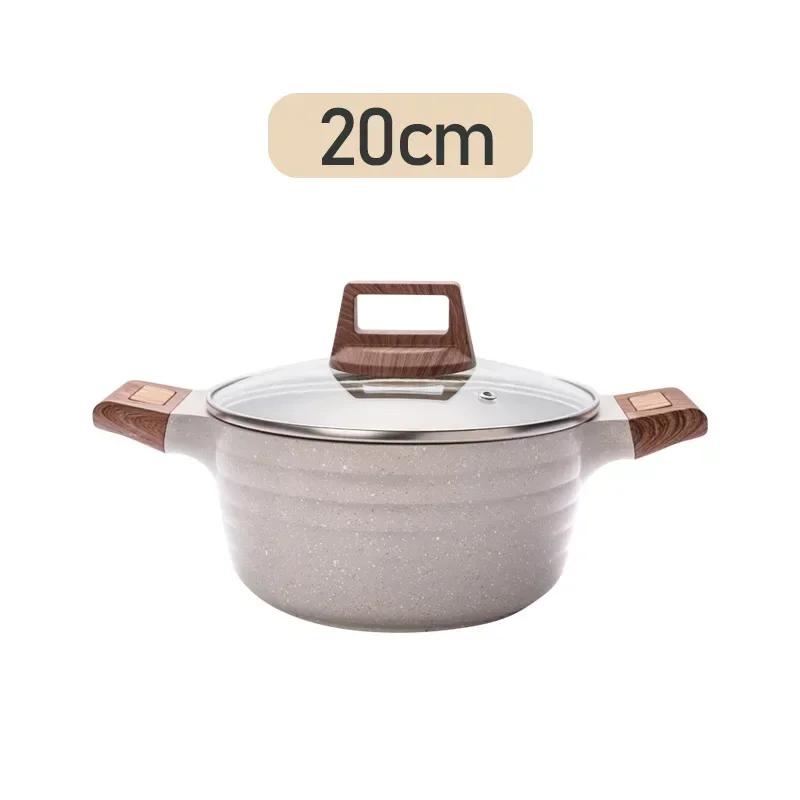 24cm Stew Pot With Lid Wooden Handle Soup Stock Pot Multicooker Kitchenware Multi-functional Double Ear Cooking Pots For Kitchen