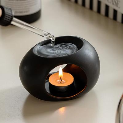 Prosty czarny uchwyt na świece, ceramiczny dyfuzor olejków eterycznych, piec do domowego spa, aromaterapia, palnik kadzideł