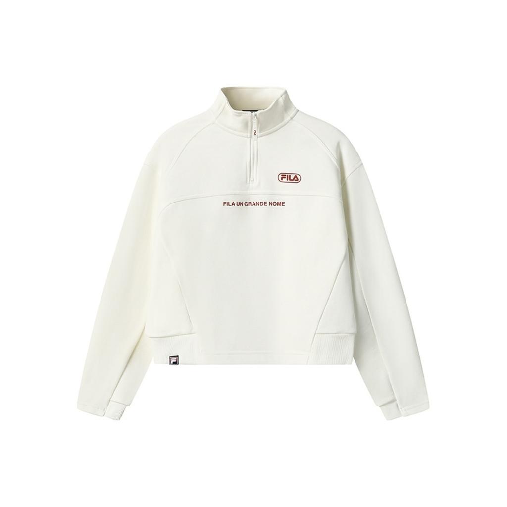 Fila Original Trendy Color Block Casual Half Zip Pullover Sweatshirt Women Sweatshirt Cloud-White F11W549220FIV