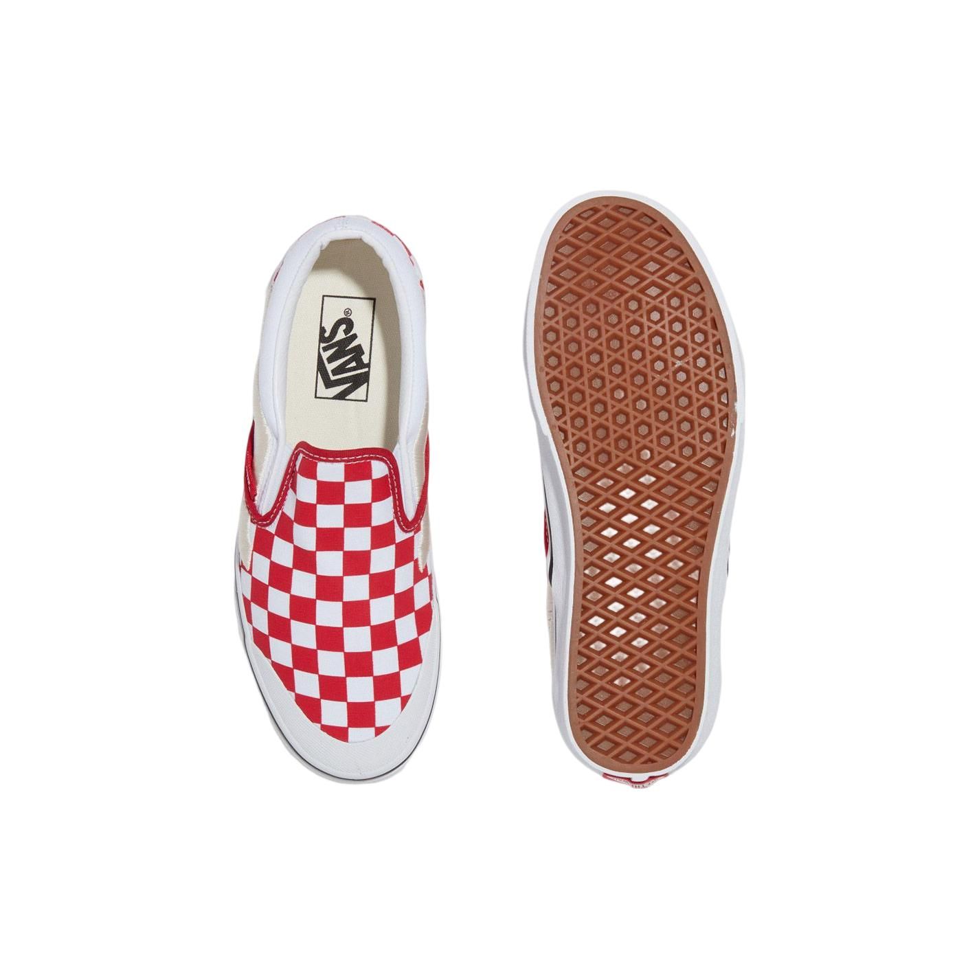Кроссовки унисекс Vans Classic Slip-On 138 Sidestripe — красные в шахматную клетку — фото 4