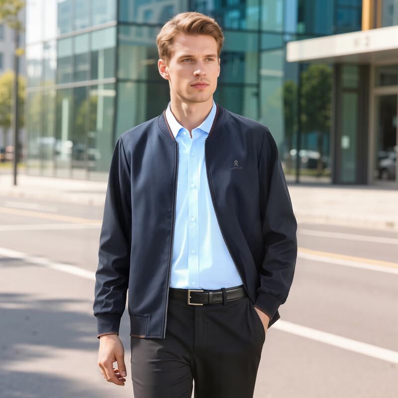 

MONTAGUT Men s Business Casual Baseball Collar Jacket 2XL