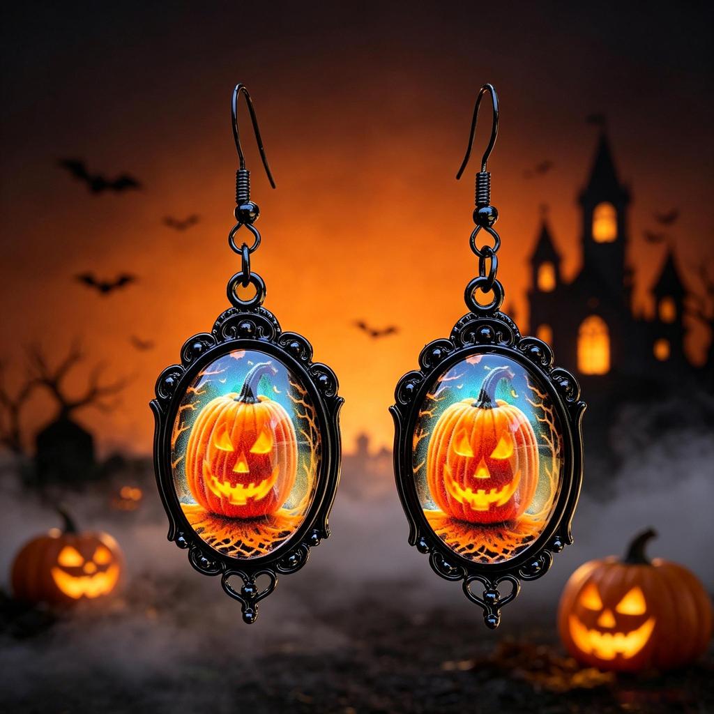 Retro Gothic Halloween Gem Pendant Earrings - Dark Series Festival Fashion Gift