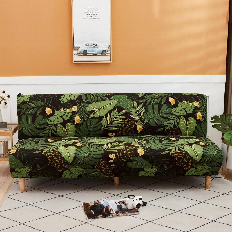 

1pc Stretch Sofa Bed Cover, Tropical Leaf Floral Print Elastic Couch Cover for Living Room, Washable Modern Furniture Protector S (160-190cm )