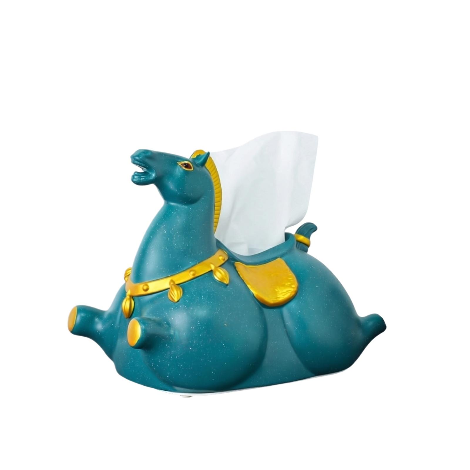 

Creative Pegasus Tissue Box Holder Decorative Desktop Ornament Resin Material Unique Design Practical Home Office Accessory one size синий