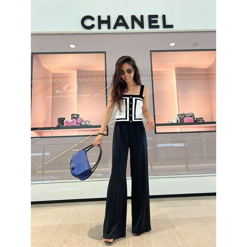 

Blacknini Инь Хуафу/Триацетат Летние Воздушные Брюки Satin Black S(Waffle size)