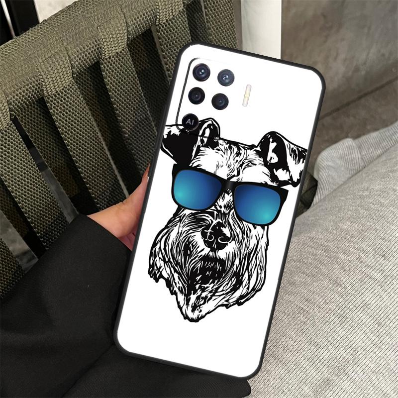 Cartoon Schnauzer Dog Case For Oppo A78 A98 A80 A40 A60 A18 A38 A58 A15 A17 A77 A74 A94 A54 A57S A16 A76 A96 Cover