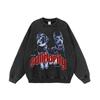 Oversized Vintage Washed Hoodie With Doberman Print Unisex Streetwear Cotton Sweatshirt