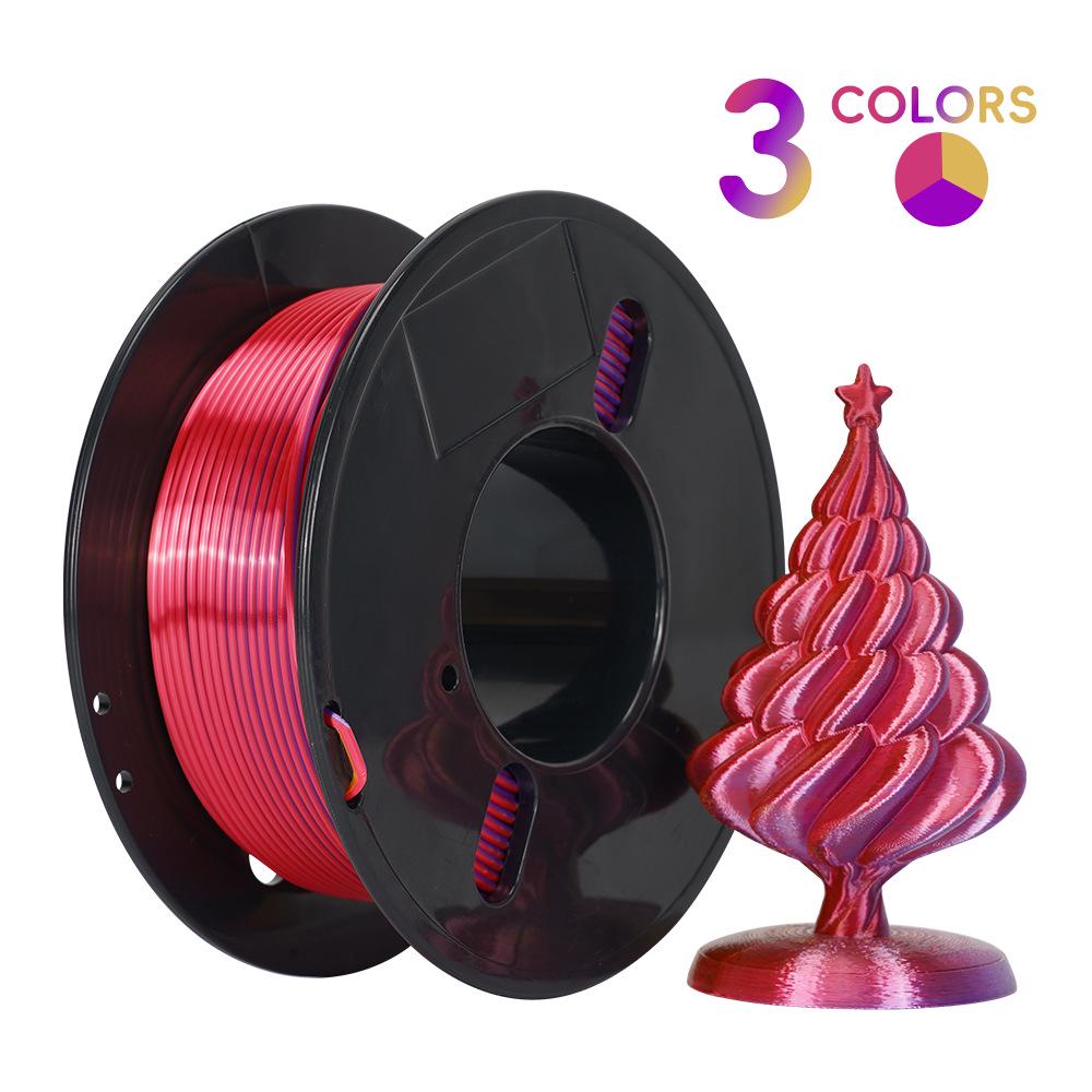 Silk Multi-color PLA 3D Printing Filament, 200g/250g, for All FDM Printers.
