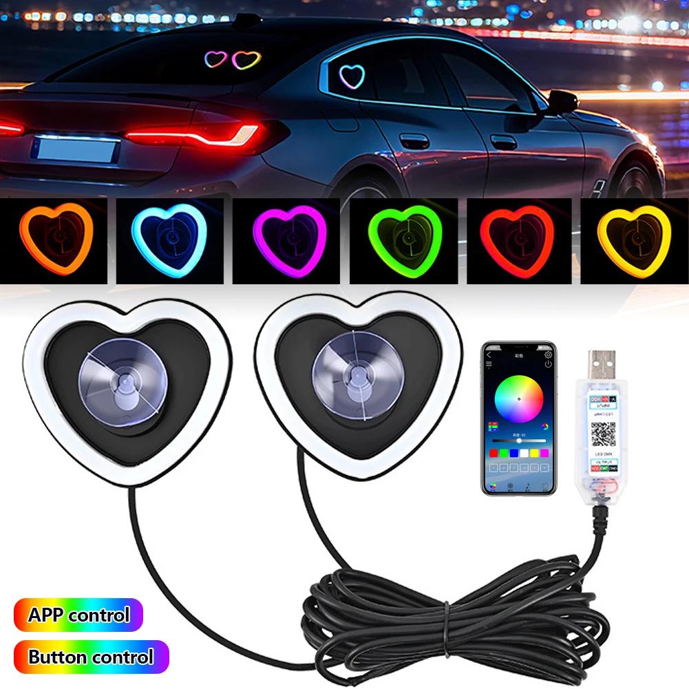 1/2Pcs Heart Light Heart-Shaped Ambient Light Automotive Interior Decoration Neon Lighting for Home Truck Dashboard Holiday Date