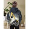 3D Digital Printing Engineering Style Yellow Excavator Pattern Hooded Sweatshirt Fashion Trend Casual Children's Clothing, Perfect Gift