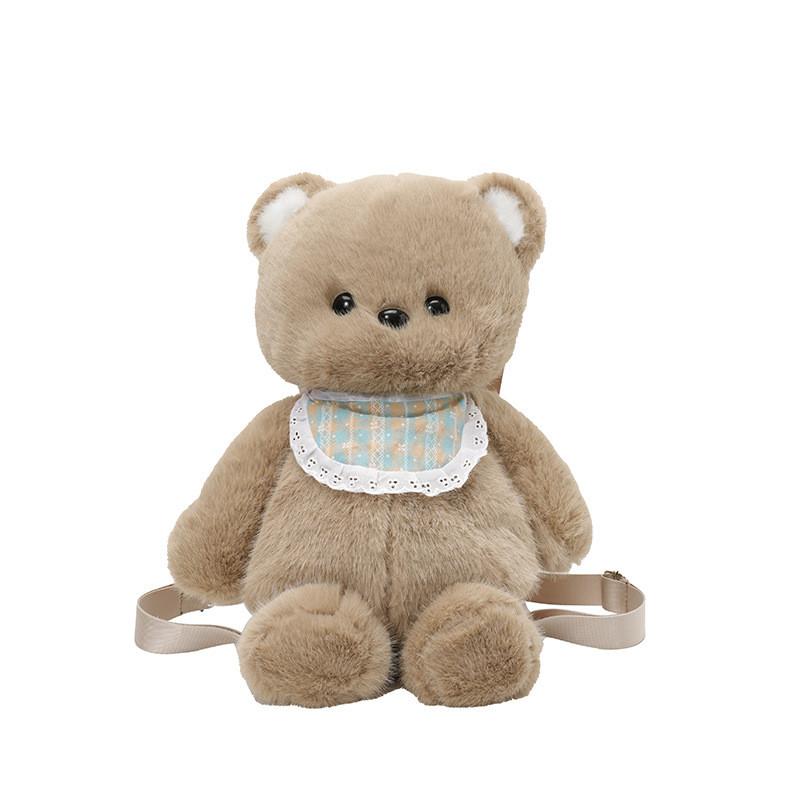 Plush Bear Cat Cartoon Mini Backpack With Zipper And Open Storage Outings Casual
