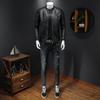 2024 Slim-Fit Plus Size Men's Stand Collar Leather Jacket - Trendy Autumn Motorcycle Coat