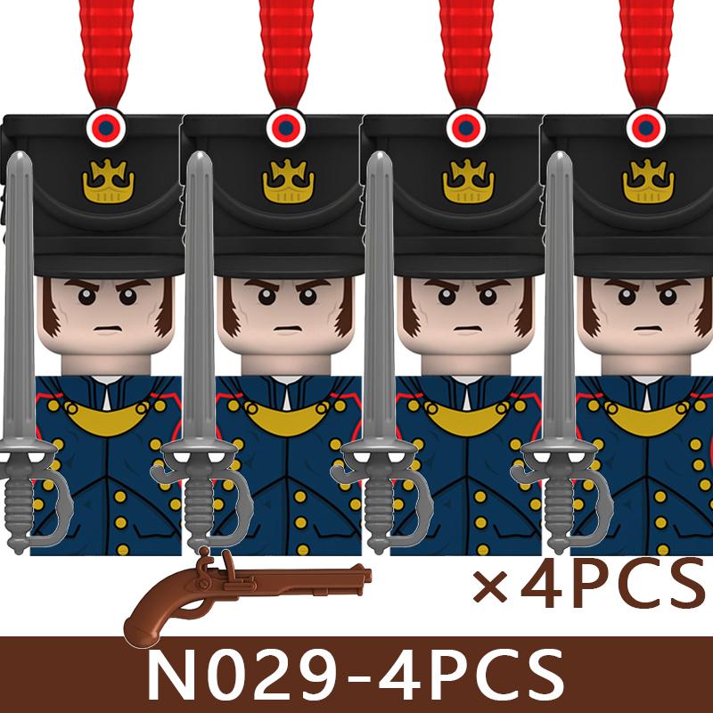 4pcs Medieval Castle Knight Building Blocks MIlitary Napoleon Soldier Figures War Army Legion Accessories Imperial Navy Bricks Toys