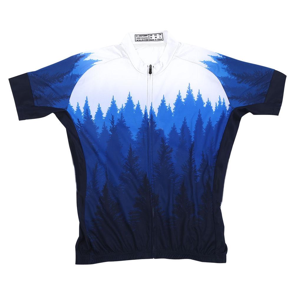 Man Male Tree Grain Blue Summer Outdoor Short Sleeve Bicycle Cycling Wear ClothesTree Grain Blue Short Sleeve XXXL