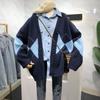 Korean Version Knitted Cardigan Women Sweater Loose V-neck Diamond Print Casual Simple Coats Autumn Winter Female College Style Long Sleeve Clothing