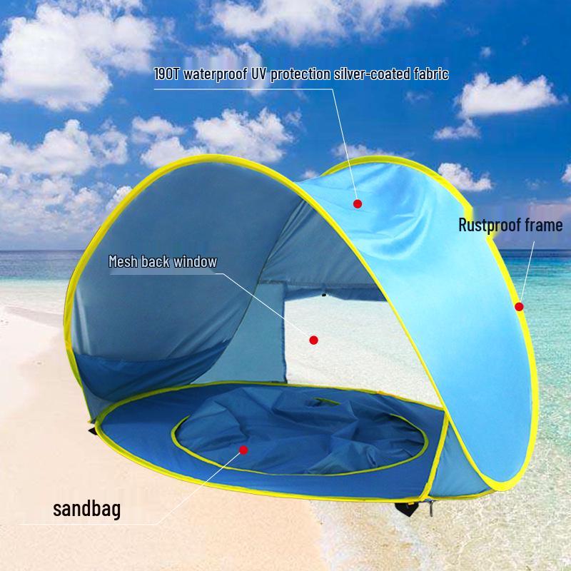 Baby Castle Beach Sunshade Quick-Open Folding Playhouse Tent for Kids