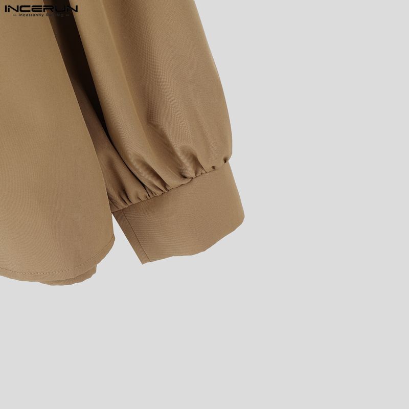 INCERUN Two Pieces Men Sailor Collar Long Sleeve Shirts Long Wide Legs Pants Sets Outfits