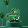 2D Flat, St. Patrick's Day Heart Shaped Acrylic Desktop Decoration, Leprechams&Shamrocks Pattern Design, Suitable for Wall Decoration, Porch, Room, Vi