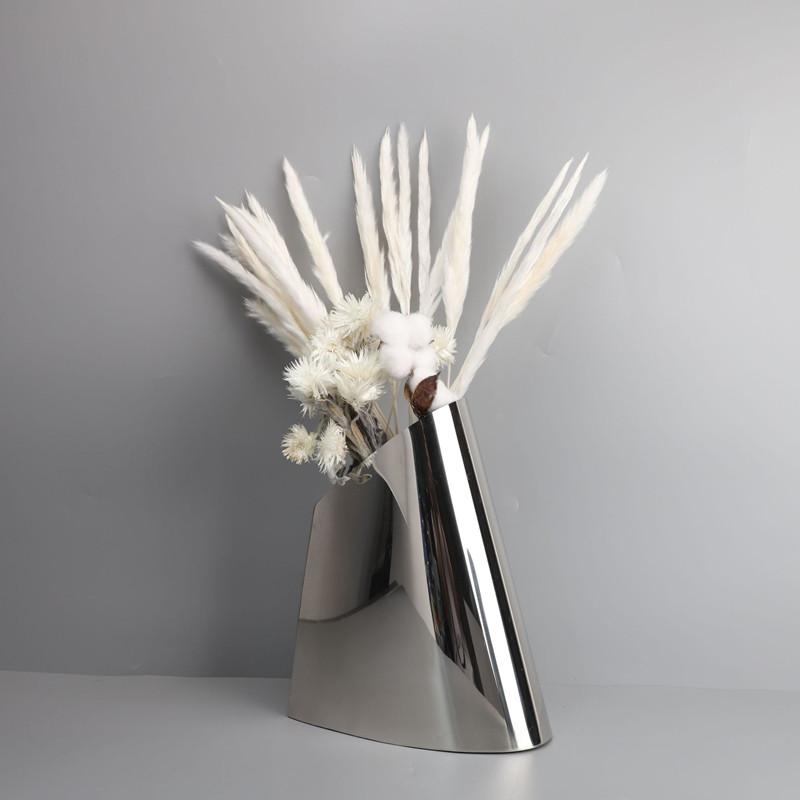 Luxury Cone-shaped Design Stainless Steel Vase, Living Room Flower Arrangement, Desktop Decoration, Home Decor Accessories