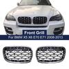 Une paire de calandres de course en forme de rein en diamant pour BMW X5 X6 E70 E71 2008-2013, grilles avant de style de voiture, remplacement de style météore