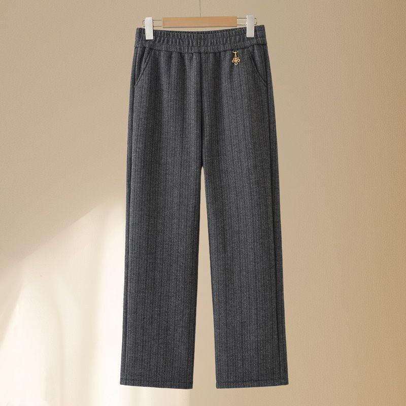 

Women s High-Waist Elastic Stretch Pants - Winter Thickened, Loose Straight Fit for Middle-Aged & Elderly XL, 80-105 kg