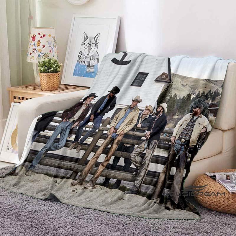 Personalisierbare 3D-gedruckte Yellowstone-Thermodecke, Geeignet für Wohnzimmer, Schlafzimmer, Bett, Sofa, Bürogeschenk, Flanelldecke