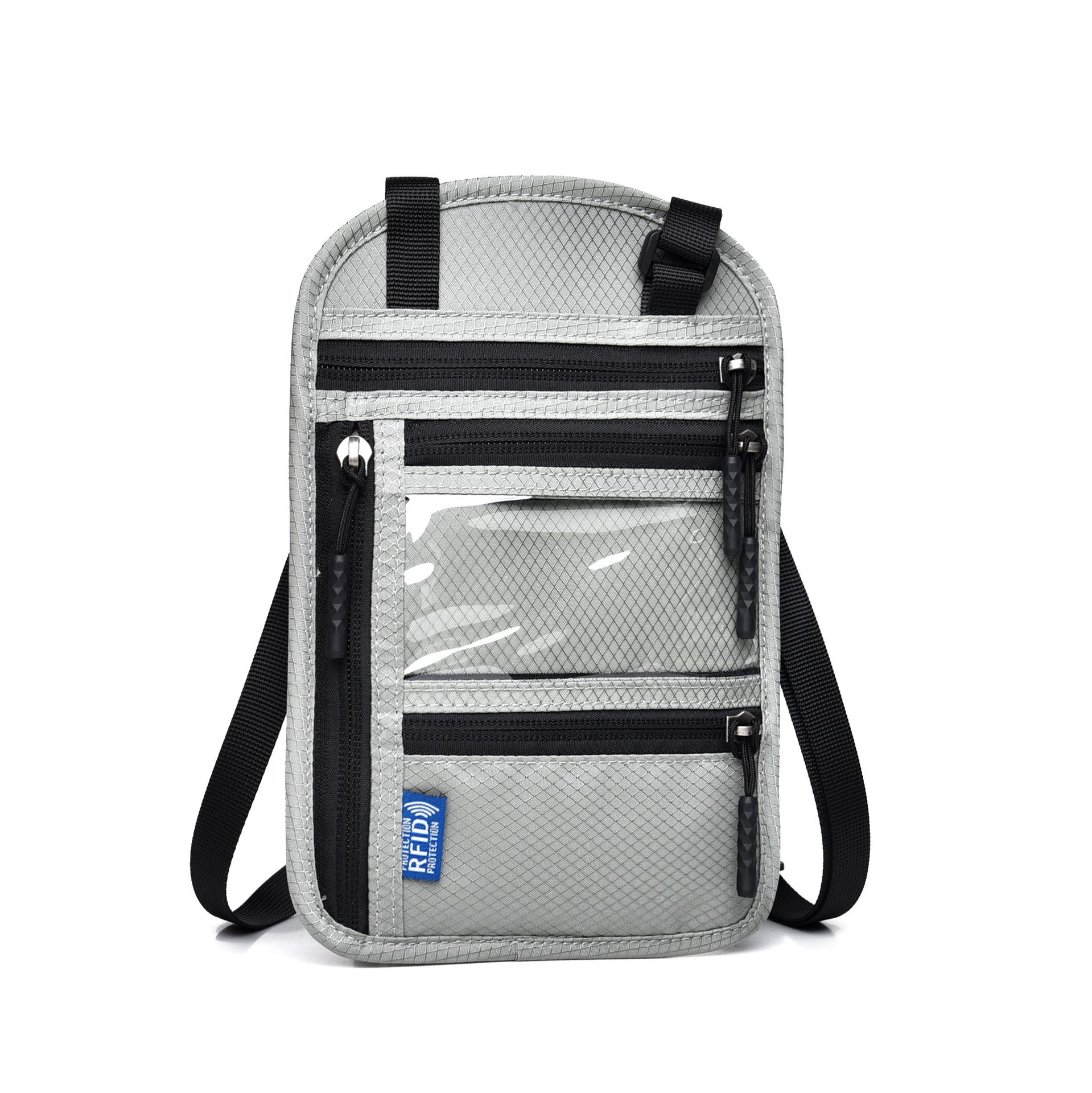 

Защитник проездных документов с RFID-защитой и нагрудный кошелек светло-серый