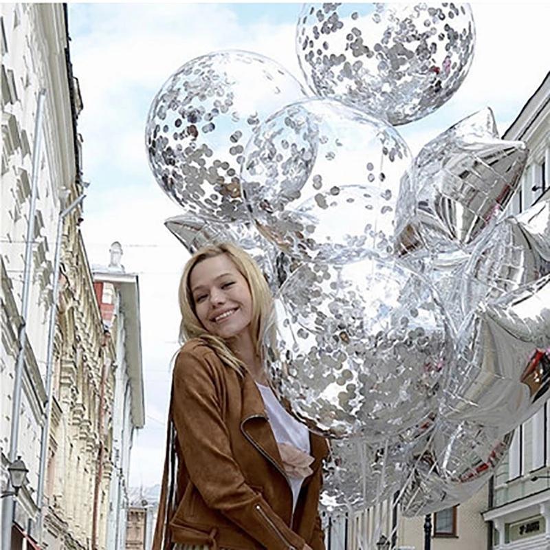 12incher/10pcs lot Glitter Confetti Latex Balloons Romantic Wedding Decoration Gold Clear Birthday Party Decoration Kids Baby 5