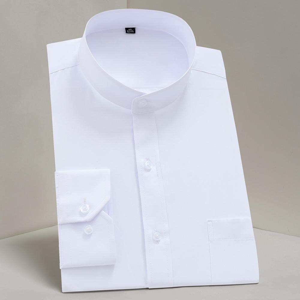 Pánská košile s dlouhým rukávem s mao límcem (Mandarinský límec) Košile s jednou náprsní kapsou Smart Casual Regular-fit Business Office Pánské oblečení